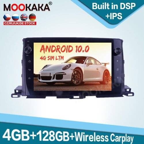 128GB Carplay Android 10 Car Multimedia Player for Toyota Highlander 2015-2018 Auto Radio GPS Navigation Audio Stereo Head Unit