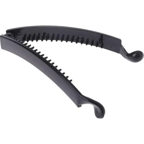 2 Pieces 10 cm Banana Hair Clips Black Square Head Plastic Barrette Ponytail Holder