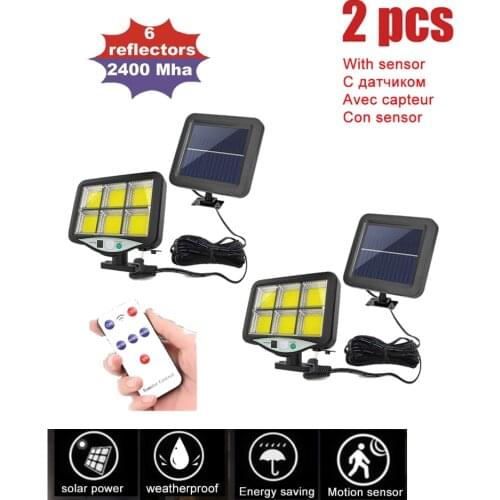 2pcs seperable Led solar light garden outdoors fairy decoration solaire lampara panel exterior spotlight yard wall security sola