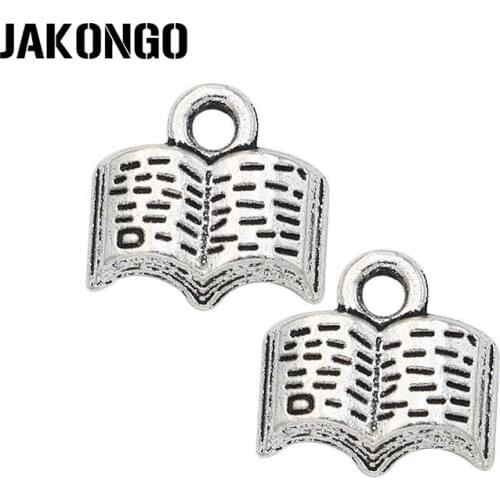 20pcs Tibetan Silver Tone Plated Books Charms Pendants for Bracelet Necklace Jewelry Making DIY Handmade 12x12mm