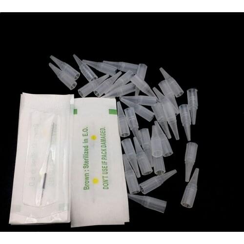 200Pcs Needles + 200pcs Tips 1RL/3RL/5RL/5F/7F Sterilized Disposable Permanent Makeup Needles Tattoo Needles for Eyebrow Machine
