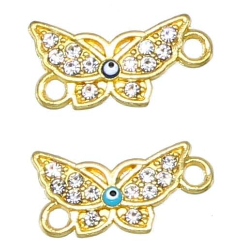 6pcs exquisite drop oil turkey eye butterfly best friend charm bracelet rhinestone jewelry ladies bracelet accessories