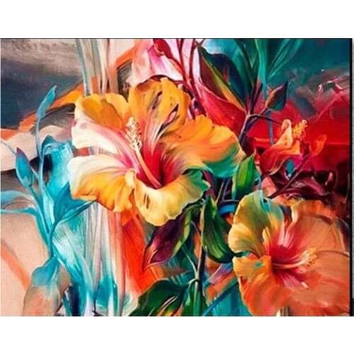 Abstract Color Flowers 5d Diy Diamond Painting Full Square Round Drill Diamond Cross Stitch Kits Wall Decoration