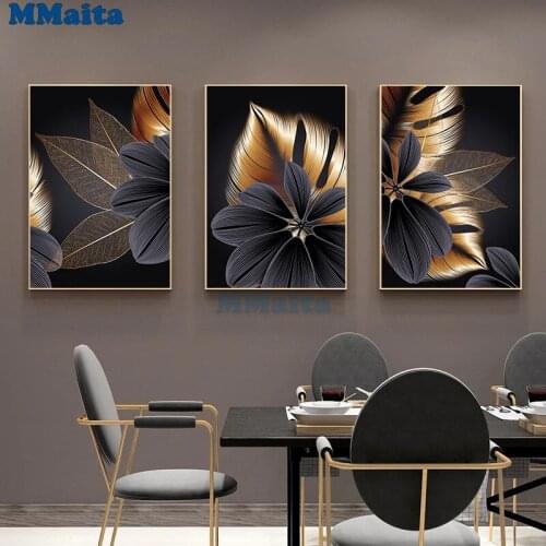 Diamond painting black brown,red plant leaves rhinestone cross embroidery home decoration abstract wall art Mosaic puzzle GG5265