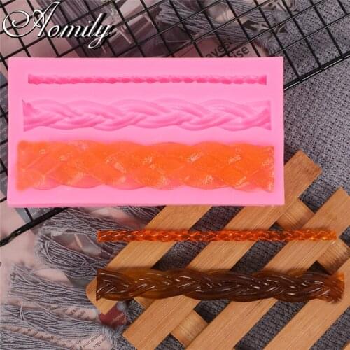 Aomily Twist Rope Silicone Mold Cake Chocolate Mold Woven Fondant Candy Mold Cake Decorating Tool Fondant Sugarcraft Cake Molds