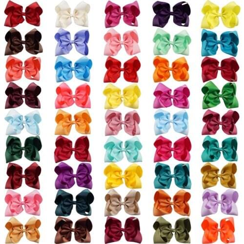60 Pcs/lot 8" Jumbo Solid Hairbows With Alligator Clips For Girls Handmade Grosgrain Hair Clip Party Hair Accessories