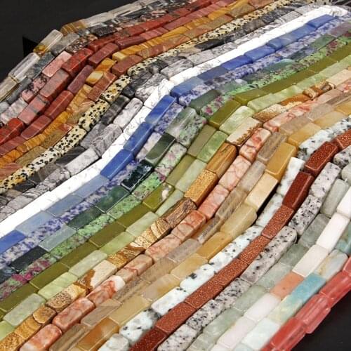 10pcs/lot 8x20mm Tube Stone Beads Amazonite Jaspers Rectangle Spacer Bead for Jewelry Making Necklace Bracelets DIY Accessories