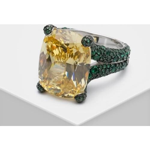 Amorita boutique 925 silver square full drill design ring