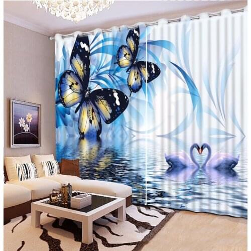 European Curtains butterfly swan Curtains For The Living Room Bedroom Home Textile High-Precision Luxury Curtains Drapes