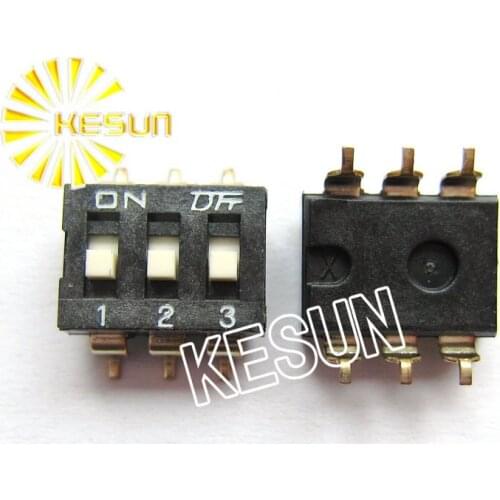 China Quality KM-03 Black 3P SMT DIP Switch 2.54mm 3 Position IC Encoder Switch Slide Switch KM-03H x 100PCS