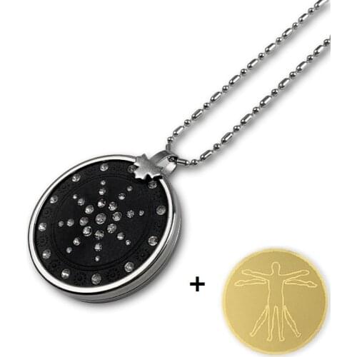 Quantum Pendant Necklace 3 Health Care Stones Vintage Jewelry for Women Men with 6 Pieces Anti EMF Mobile Shield Stickers