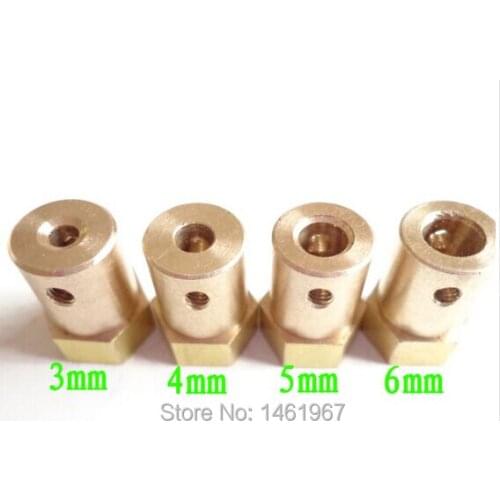 5pcs/lot 3/4/5/6/7mm Couplings Hex Coupling Copper Cylinder For Smart Car Wheels Chassis DC Gear Motor Stepper Motor