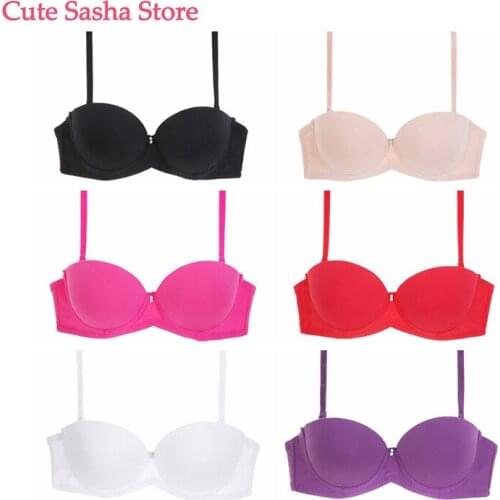 Fashion Sexy Solid Color Smooth No Trace Half Cup Gather Wedding Dress Invisible Bra 6 Colors
