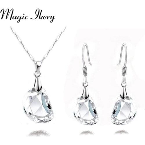 Magic Ikery 2016 New Arrival Gold & Silver Color Crystal Fashion Costume Jewelry Sets for Women Necklace Earrings Sets G172