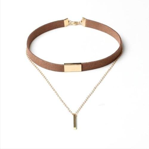 New Velvet Metal Chain Choker Necklaces For Women Gold-Color Leather Chain Alloy Pendant Collar Choker Velvet Choker Necklace