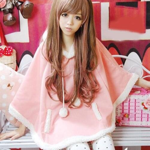 Autumn Japanese Batwing Sleeve Pullovers Hoodies Soft Fleece Girls Ball Doll Cloak Sweet Winter Warm Cape Cute Women Pullover