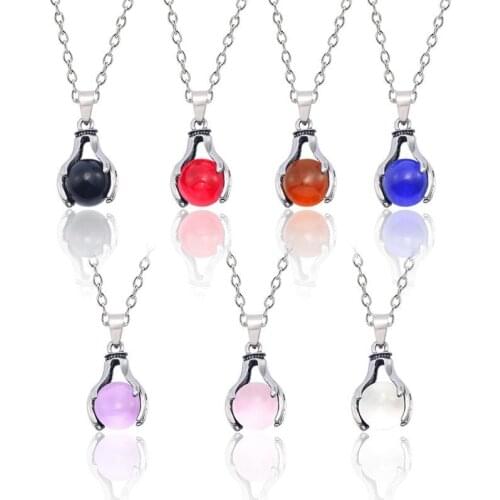 Punk Animal Necklace Jewelry Vintage corlour Dragon Claw Crystal Beads Pendants Necklaces For Women Men Dropshipping Collares