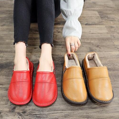 Couples Indoor cotton shoes with Tendon Botto Genuine Leather Winter shoes man /womans warm shoes