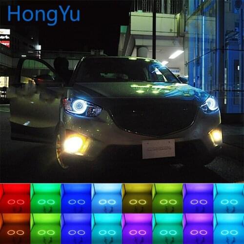 Latest Headlight Multi-color RGB LED Angel Eyes Halo Ring Eye DRL RF Remote Control for CX-5 mazda cx-5 2013-2015 Accessories