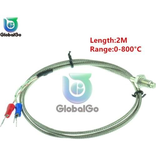 10pcs/Lot K Type PT100 2M Wire Cable Thermocouple Temperature Sensor for Industrial Temperature Controller