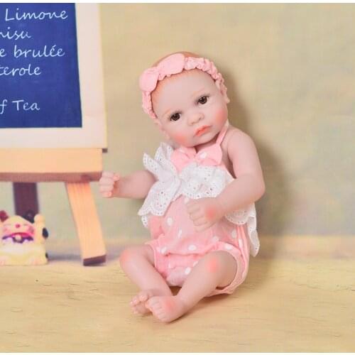 Lifelike 11 Inch Preemie Reborn Doll Full Silicone Body Little Bebe Doll Painted Hair Girl Princess Toy For Kid Christmas Gifts