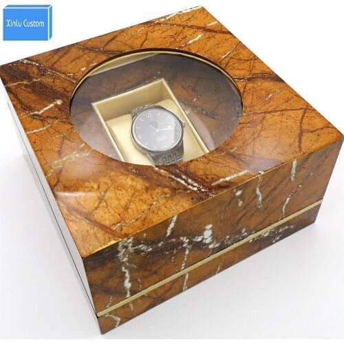 Luxury Creative Square Brown Irreguare Lid Mens Wristwatch Boxes Holder Display Window Boxes for Watches,Wholesale&Custom Logo