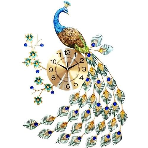 Saat Horloge Large Mural Peacock Wall Clock Modern Design Sitting Room Watch Decoration Mute Free Shipping Living Room Z035