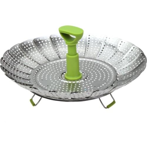 Foldable Steamer Basket stainless Steel fit Pots 7" to 11" (18 to 28cm) Collapsible Steamer Insert for Vegetable Fish Food