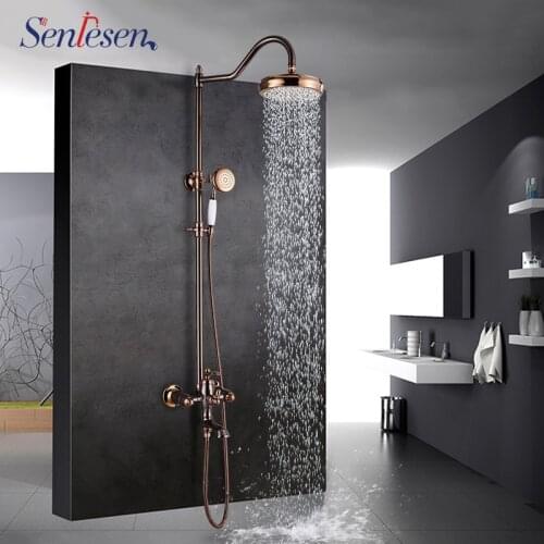 Senlesen Shower Faucet Rose Gold Ceramic Hand Shower Single Handle Rose Gold Mixer Water Tap Para Bathroom Shower Bath