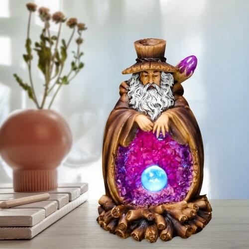 Halloween Resin Tree God Statue Reflux Incense Burner with lED Lamp Home Tea Sculpture Figurine Crafts Decorations 1pcs