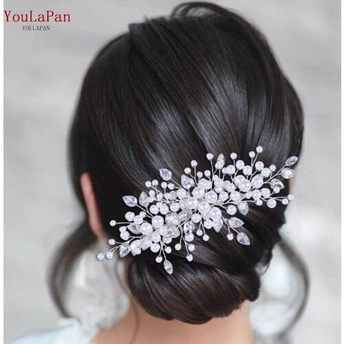 TOPQUEEN HP42 Crystal Rhinestone Wedding Hair Combs Bridal Hair Accessories Wedding Pearl Hair Clips Flower Hair Comb Hairpins