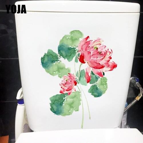 YOJA 17.4X22.6CM Painted Lotus Classical Home Room Wall Stickers Mural Toilet WC Decor T1-1249