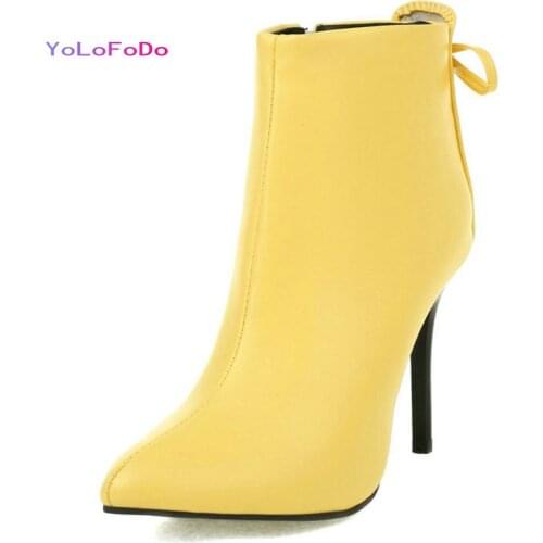 2021 Autumn Winter Women Ankle Boots PU Leather Cross Tied Ladies Short Boots Pointed Toe Thin High Heel Womens Boots Big Size