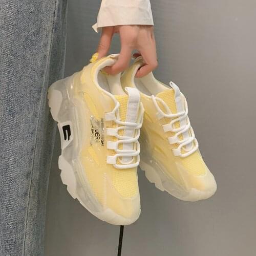 Womens Sneakers Fashion Chunky Sneakers 2021 Trendy Jelly Sole Women Sport Shoes Chic Girls Casual Sneakers Breathable Trainers