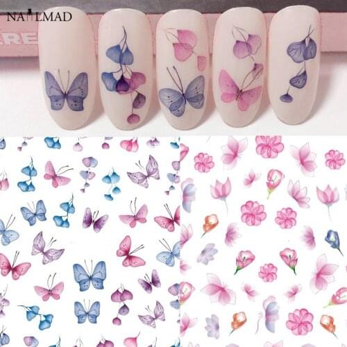 1pc Coloful Butterfly Nail Art Stickers Flower Blossom Sticker Decals Decorations Manicure Tips Tools