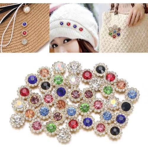 10PCS Apparel Sewing Steel Bottom Sparkling Hat Accessories Clothes Decoration Rhinestone Buttons Crystal Glass Stone