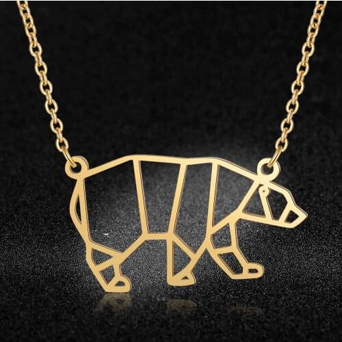 100% Stainless Steel Animal Bear Mama Fashion Necklace for Women Special Gift Wedding Party Necklaces