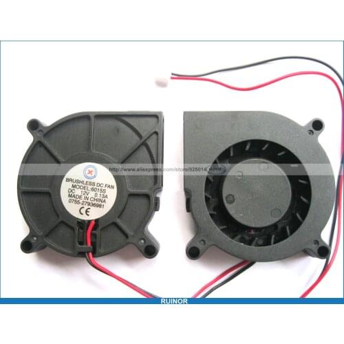 2 Pcs Brushless DC Cooling Blower Fan 6015s 12V 60x15mm 2 Wires