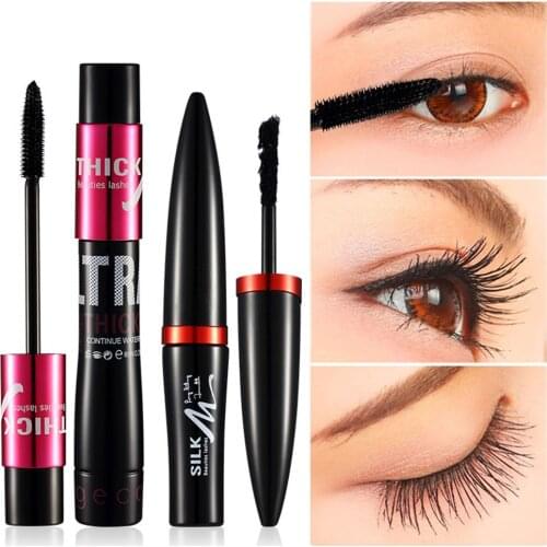 2 Pcs/Set Mascara 4D Silk Fiber Eyelash Volume Lengthening Black Eye Lashes Extension Makeup Ink Rimel Waterproof Mascara Kit