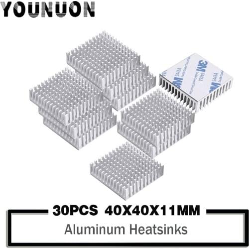 30Pcs YOUNUON 40mm Silver heatsink 40 x 40 x 10mm 11mm Aluminum CPU CPU Card Cooling Cooler Heat Sink Heatsink