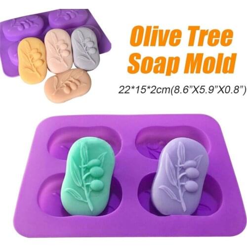 4 Cavity Olive Tree Shape Mold Handmade Cake Silicone Mould Pastry Baking Jelly Pudding Soap Form Ice Cake Decoration Tool
