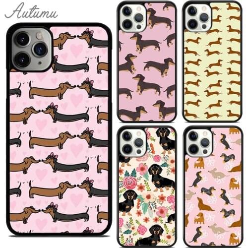 Dachshund Doxie Flower Dog Puppy Phone Case for iPhone 11 12 Pro Max mini X XR XS SE 2020 5 6S 7 8 Plus Samsung S8 S9 S10 Cover
