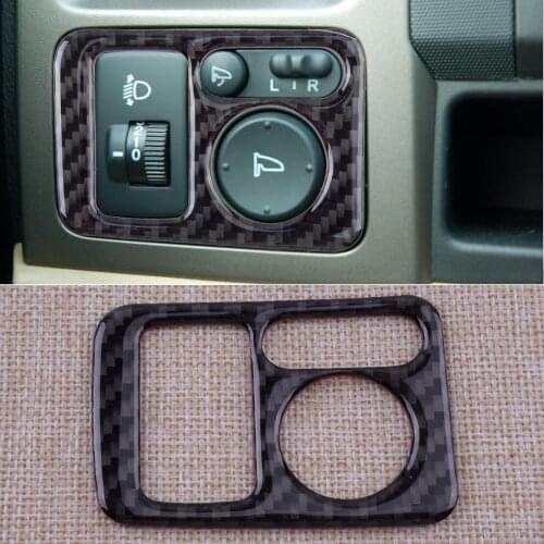Car Carbon Fiber Black Headlight Button Panel Frame Cover Trim Fit For Honda CR-V 2007 2008 2009 2010 2011 LHD