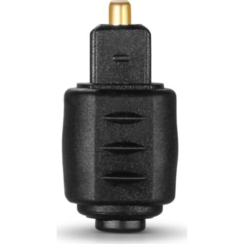 Black 3.5mm Mini Jack Toslink Optical Female to Male Square Digital Toslink Plug Converter Adapter for Amplifier Player DVD TV
