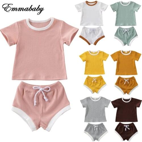 0-3Years Infant Baby Girl Boy Clothes Short Sleeve Tops T-shirt+Shorts Pants Outfits