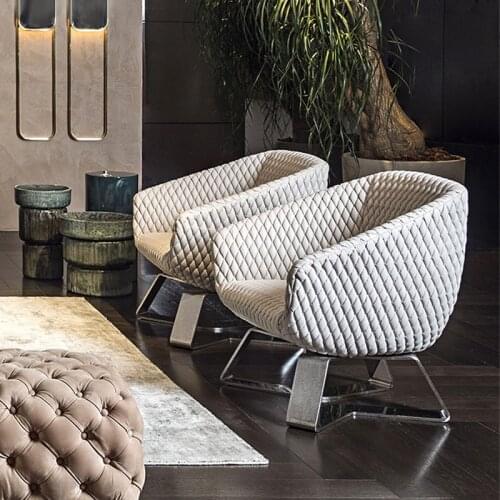 Italian luxury design post modern chaise longue living room home furniture sofa brown microfiber leather CC sofa with steel legs