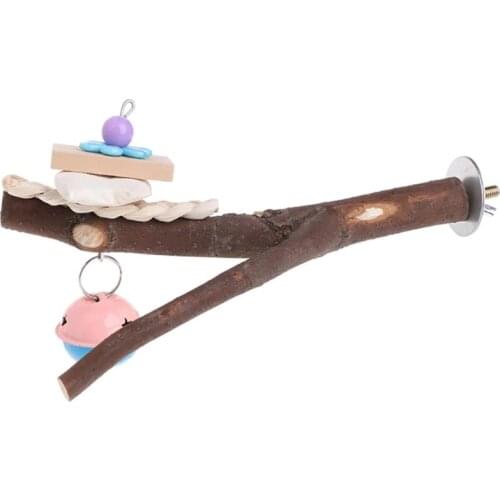 Dorakitten 1pc Bird Cage Perches Stand Platform Parrot Toys Paw Grinding Bites Toy With Bell Birds Training Pet Supplies