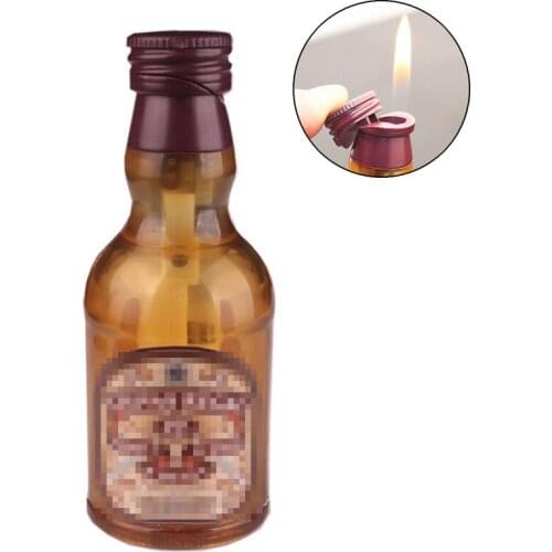 Creative Funny Wine Bottle Lighter Refillable Butane Fire Flame Gas Cigarette Lighters with Beer Bottle Opener