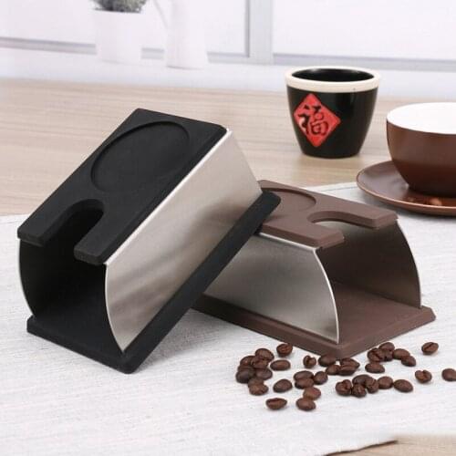 Kitchen CCoffee Temper Stand Sturdy Stainless Steel Tamping Stand Coffee Machine and Coffee Tamper Storage Base Silicone Mat