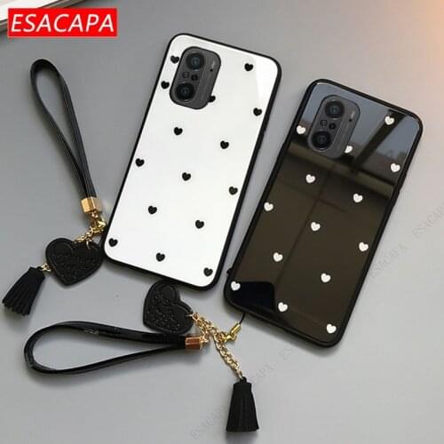 Small love Heart Tempered Glass Case For Vivo IQOO Z3 V21 V20 V17 V15 S1 Pro Lanyard Shockproof Phone Cover For Vivo S9 S7 S6 S5